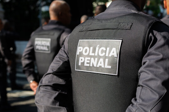 Military police officers from the penal area are seen in formation during the celebration of Brazilian Independence Day in the city of Salvador, Bahia.
