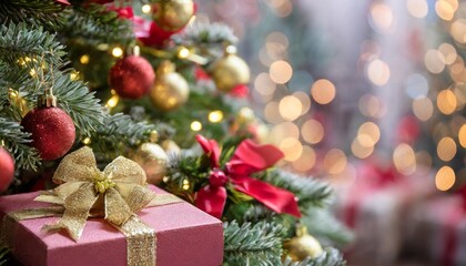 Festive holiday season background with depth of field for a joyful and celebratory vibe