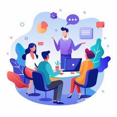 Corporate Meeting, Isolated on White Background, Business Discussion