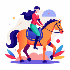Woman on Horse, Isolated on White Background, Equestrian Activity
