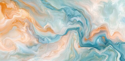 Obraz premium Abstract background with swirling, flowing patterns in blue, white, and orange colors.