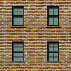 Brick wall facade with windows