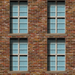 Brick wall facade with windows