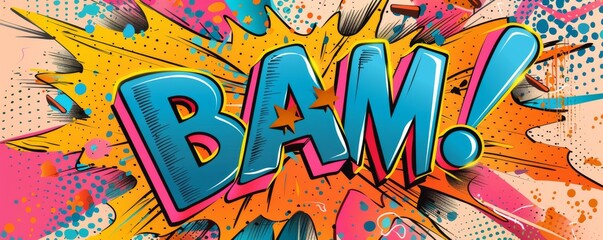 Obraz premium Dynamic pop art background featuring text 