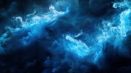 Obraz premium Abstract Blue Nebula with Stars in Space