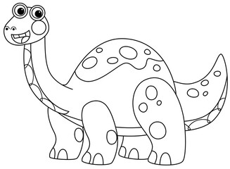 cartoon scene with character sketchbook sketch drawing manual work with color pencils animal dinosaurus dino brontosaurus diplodocus illustration for children cutout