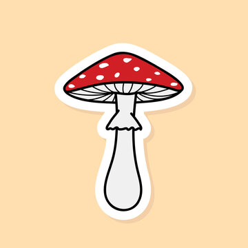 recommend clip art: fly agaric sticker, fall symbol, mushroom vector element