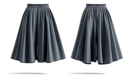 A grey wide-leg skirt with a flared hem.