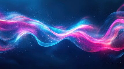 Fototapeta premium Vibrant blue and purple liquid waves with neon light reflection