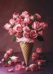icecream_cone_filled_with_pink_roses