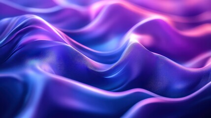 Fototapeta premium Vibrant Blue and Purple Liquid Waves with Neon Glow Reflection