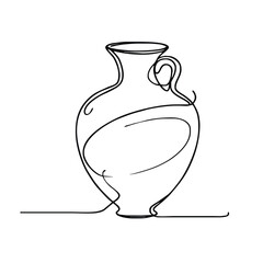 Amphora. Icon. Vector drawing. One-line drawing. A simple drawing depicting a continuous line of a tableware item for a liquid or drink.