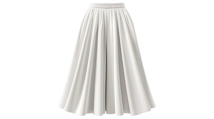 White, flowing midi skirt with a simple, elegant design.