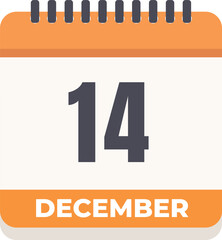 14 December- Daily Calendar Icon design Yellow