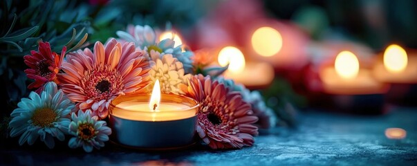 Tranquil Candlelit Table with Flowers