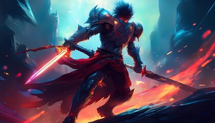 A Dynamic Movie Character Swinging a Sword with Intense Focus, Capturing the Action and Drama of Adventure, Perfect for Fantasy or Action Genre Illustrations and Concept Art
