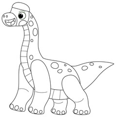 cartoon scene with character sketchbook sketch drawing manual work with color pencils animal dinosaurus dino brachiosaurus illustration for children cutout