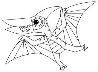 cartoon scene with character sketchbook sketch drawing manual work with color pencils animal dinosaurus dino pteranodon pterodactyl bird flying illustration for kids cutout © honeyflavour