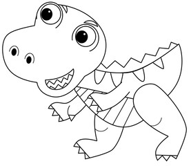 cartoon scene with character sketchbook sketch drawing manual work with color pencils animal dinosaurus dino tyrannosaurus trex illustration for children cutout © honeyflavour