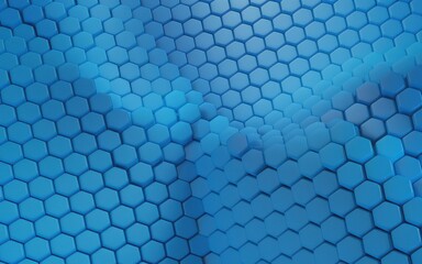 Abstract blue hexagonal pattern with a futuristic, 3D appearance.