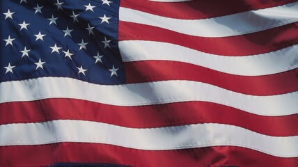 Naklejka premium Waving American flag featuring red and white stripes, and a blue field with white stars.
