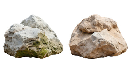 Mossy rock boulder shapes, isolated on a transparent background png