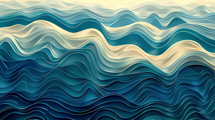 Obraz premium Abstract waves of teal and white, creating a dynamic and layered pattern.