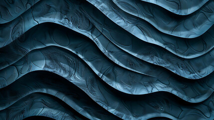 Obraz premium Abstract dark blue wavy pattern with a textured surface.
