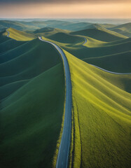 abstract road through green hills