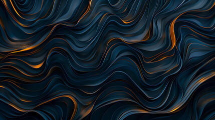 Obraz premium Abstract, wavy, blue and gold background.