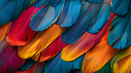 Obraz premium Colorful bird feathers background.