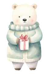 PNG Polar bear wearing a winter coat cartoon mammal animal.