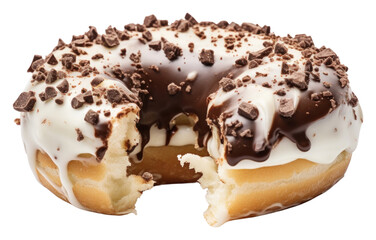 PNG Half eaten donut dessert bagel food.