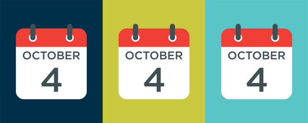 calendar - October 4 icon illustration isolated vector sign symbol