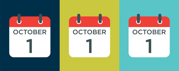 calendar - October 1 icon illustration isolated vector sign symbol