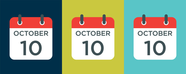 calendar - October 10 icon illustration isolated vector sign symbol