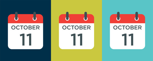calendar - October 11 icon illustration isolated vector sign symbol