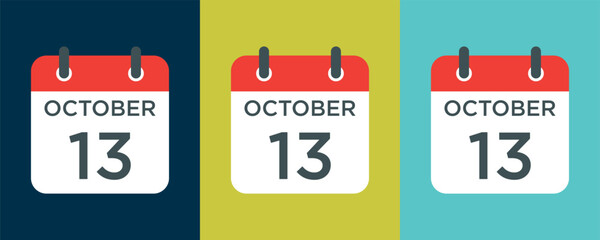 calendar - October 13 icon illustration isolated vector sign symbol