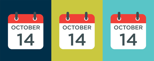 Obraz premium calendar - October 14 icon illustration isolated vector sign symbol