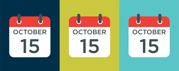 calendar - October 15 icon illustration isolated vector sign symbol