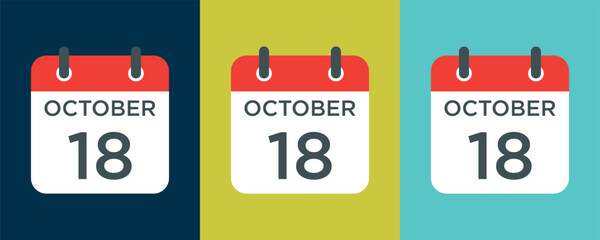 calendar - October 18 icon illustration isolated vector sign symbol