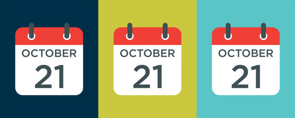 calendar - October 21 icon illustration isolated vector sign symbol
