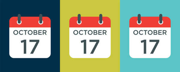 Obraz premium calendar - October 17 icon illustration isolated vector sign symbol