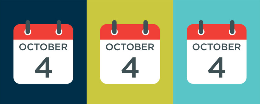 calendar - October 4 icon illustration isolated vector sign symbol