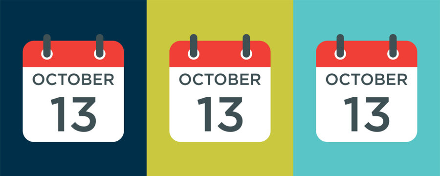 calendar - October 13 icon illustration isolated vector sign symbol