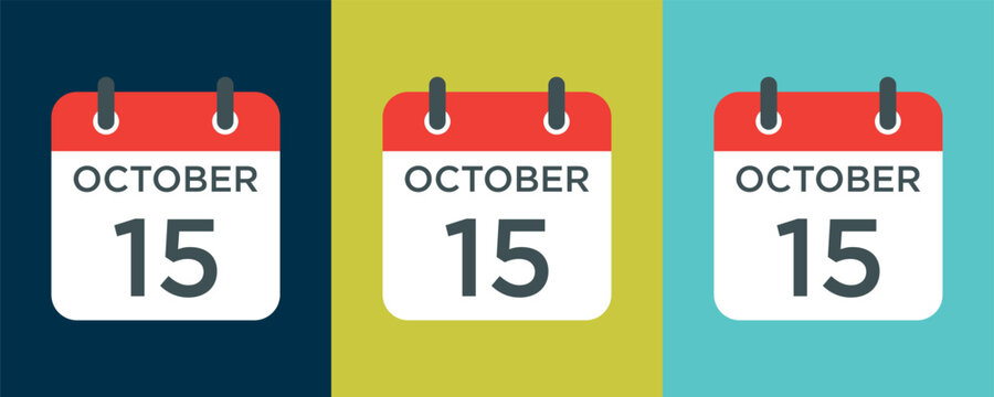 calendar - October 15 icon illustration isolated vector sign symbol