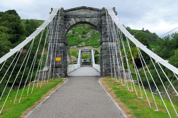 Bridge Of Oich Scotland Great Britain On A Beautiful Summer Day With A Few Clouds In The Sky