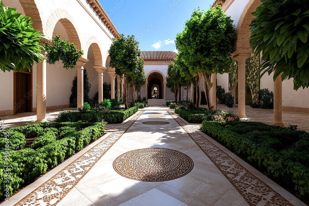 Poster 3d digital rendering of malagaâ€™s alcazaba, where users can explore the ancient fortress in a virtu