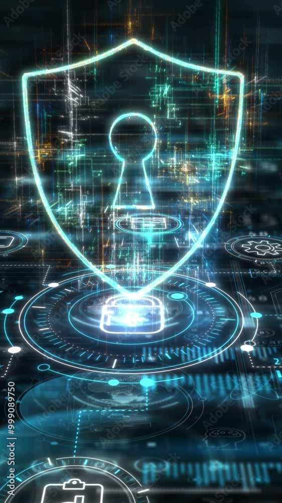 Wall mural animation about protecting network connections and data.