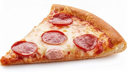 Classic Pepperoni Pizza Slice Isolated on White Background, Clipping Path, Full Depth of Field